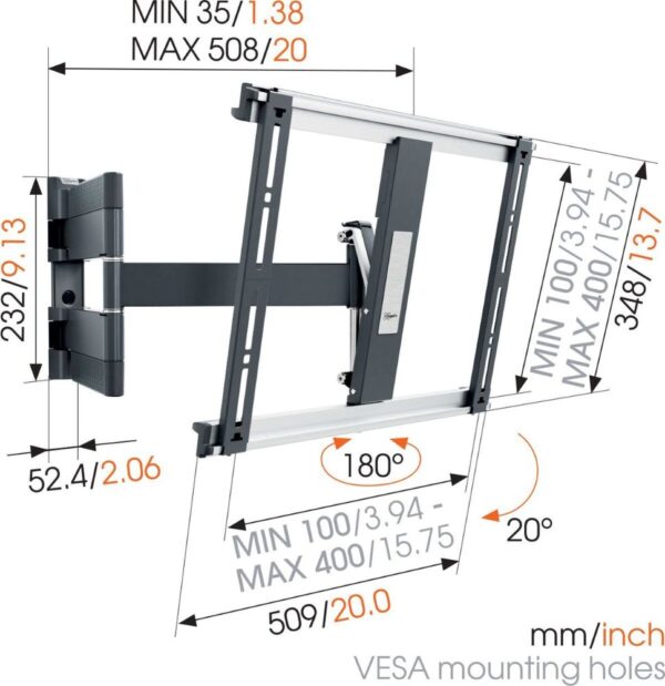 Vogel's THIN 445 ExtraThin Full-Motion TV Wall Mount-dimensions