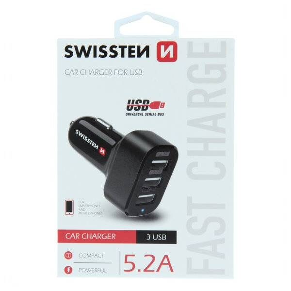 Swissten CL μετασχηματιστής 3x USB 5.2A Power1
